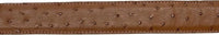 Genuine Exotic Full Quill Ostrich Skin Cowboy Belt with Removable Buckle - Cognac