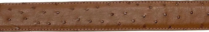 Genuine Exotic Full Quill Ostrich Skin Cowboy Belt with Removable Buckle - Cognac