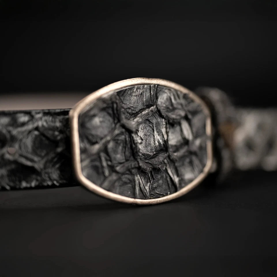 Genuine Pirarucu Monster Fish Skin Western Belt with Removable Buckle - Rustic
