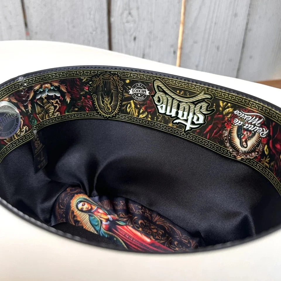 Men's Stone Virgen de Guadalupe 5,000X Sinaloa Style Western Cowboy Straw Hat