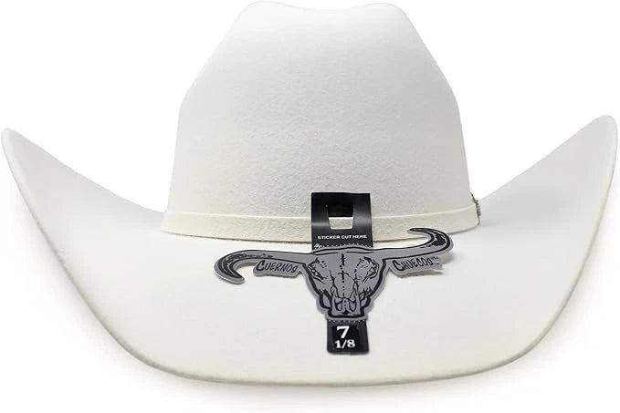 Texana Cuernos Chuecos 6X Oscar Style Western Cowboy Fur Felt Hat - White