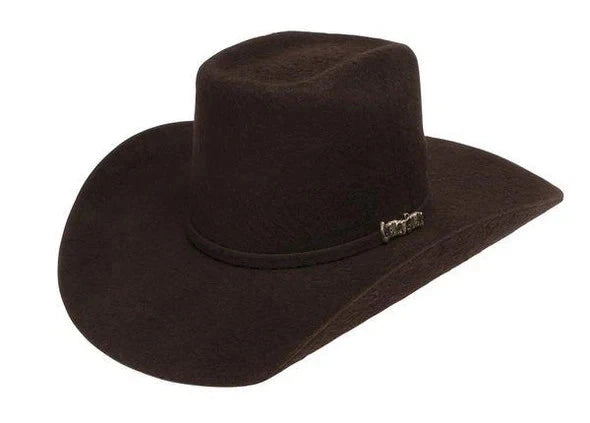 Cuernos Chuecos 10X Vakera Grizzly Style Brick Crown Fur Felt Cowboy Hat - Chocolate
