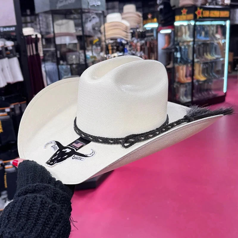 Cuernos Chuecos 100X Maverick Style Western Cowboy Shantung Straw Hat