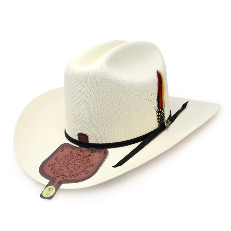 Tombstone 100X Johnson Style Western Cowboy Shantung Straw Hat - Tall Crown Brim 3"