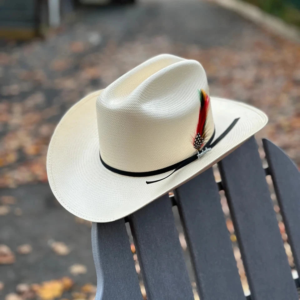 Tombstone 100X Johnson Style Western Cowboy Shantung Straw Hat - Tall Crown Brim 3"