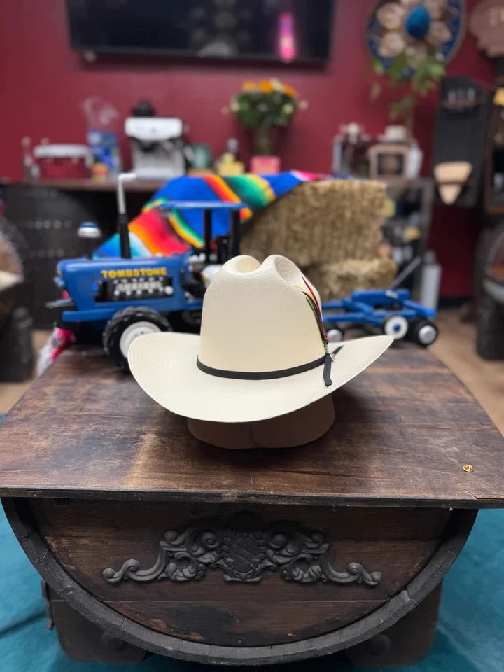 Sombrero Tombstone 15X Johnson Style Western Cowboy Straw Hat with Feather