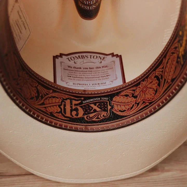Sombrero Tombstone 15X Sinaloa Chaparral Style Western Cowboy Straw Hat