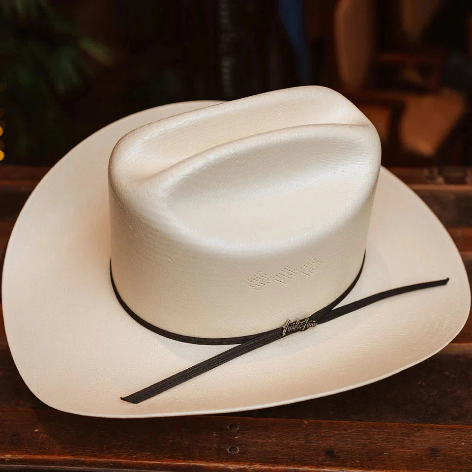 Sombrero Tombstone 15X Johnson Style Western Cowboy Straw Hat with Feather