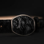Genuine Pirarucu Monster Fish Skin Western Belt with Removable Buckle - Black