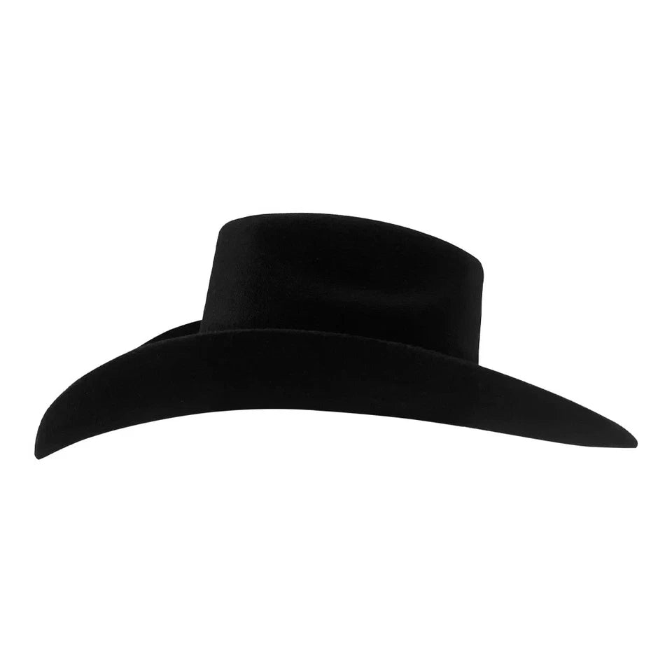 Tombstone 20X 8 Segundos Brick Crown Style Western Cowboy Fur Felt Hat - Black