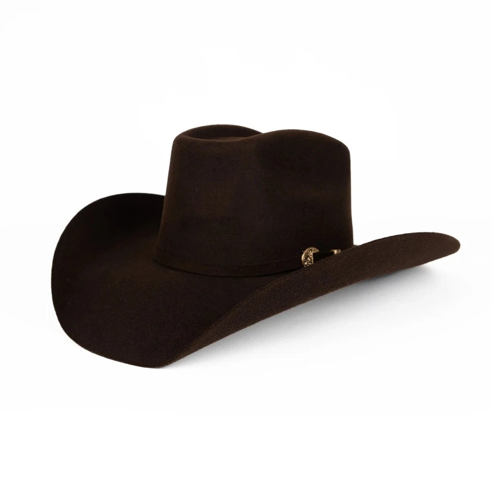 Tombstone 20X 8 Segundos Brick Crown Style Western Cowboy Fur Felt Hat - Brown