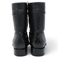 White Diamonds Men's Genuine Ostrich Skin Short Cowboy Boots with Zipper – Black
