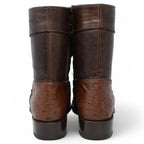 White Diamonds Men's Genuine Ostrich Skin Short Cowboy Boots with Zipper – Brown