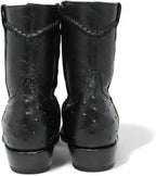 White Diamonds Men's Ostrich Print Skinny Cowboy Boots with Zipper – Black