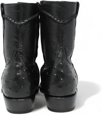 White Diamonds Men's Ostrich Print Skinny Cowboy Boots with Zipper – Black