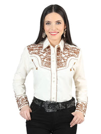 Centenario Women's Lord of the Skies Embroidery Shirt Beige/Dark Camel 44345