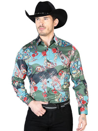 Senor De Los Cielos Green Casual Long Sleeve Shirt 43681 - OriginalWestern.com