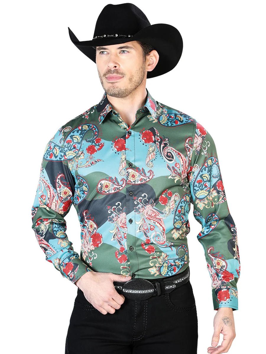 Senor De Los Cielos Green Casual Long Sleeve Shirt 43681 - OriginalWestern.com