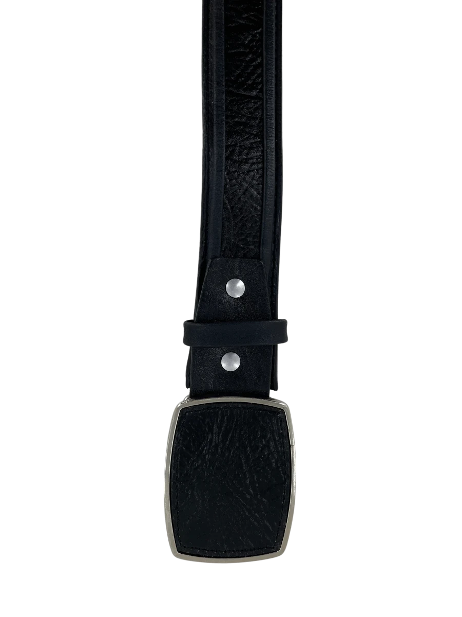 Shark Skin Print Western Belt with Removable Metal Buckle - Black - OriginalWestern.com