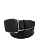 Shark Skin Print Western Belt with Removable Metal Buckle - Black - OriginalWestern.com