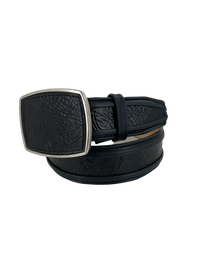 Shark Skin Print Western Belt with Removable Metal Buckle - Black - OriginalWestern.com