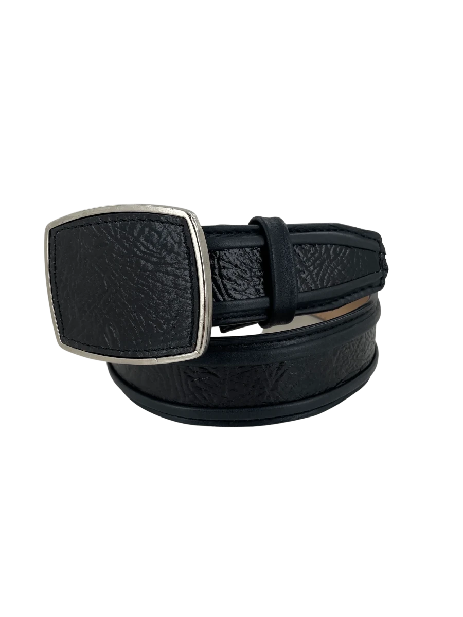 Shark Skin Print Western Belt with Removable Metal Buckle - Black - OriginalWestern.com
