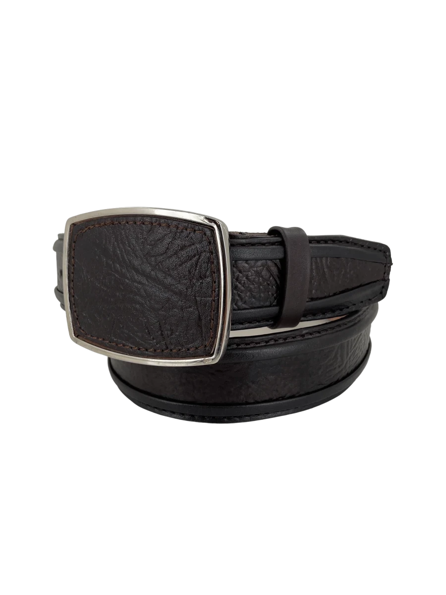 Shark Skin Print Western Belt with Removable Metal Buckle - Brown - OriginalWestern.com