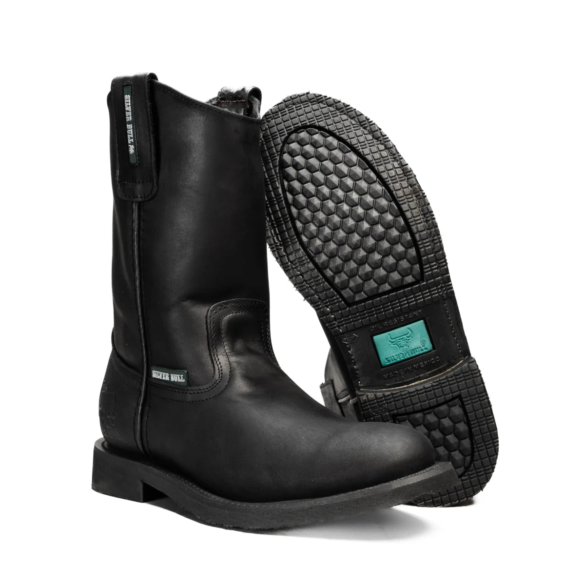 Silver Bull Leather PU SB-800 Rubber Sole Work Boots – Black - OriginalWestern.com