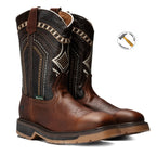 Silver Bull Leather Square Toe Steel Toe Work Boot–Brown - OriginalWestern.com