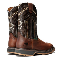 Silver Bull Leather Square Toe Steel Toe Work Boot–Brown - OriginalWestern.com