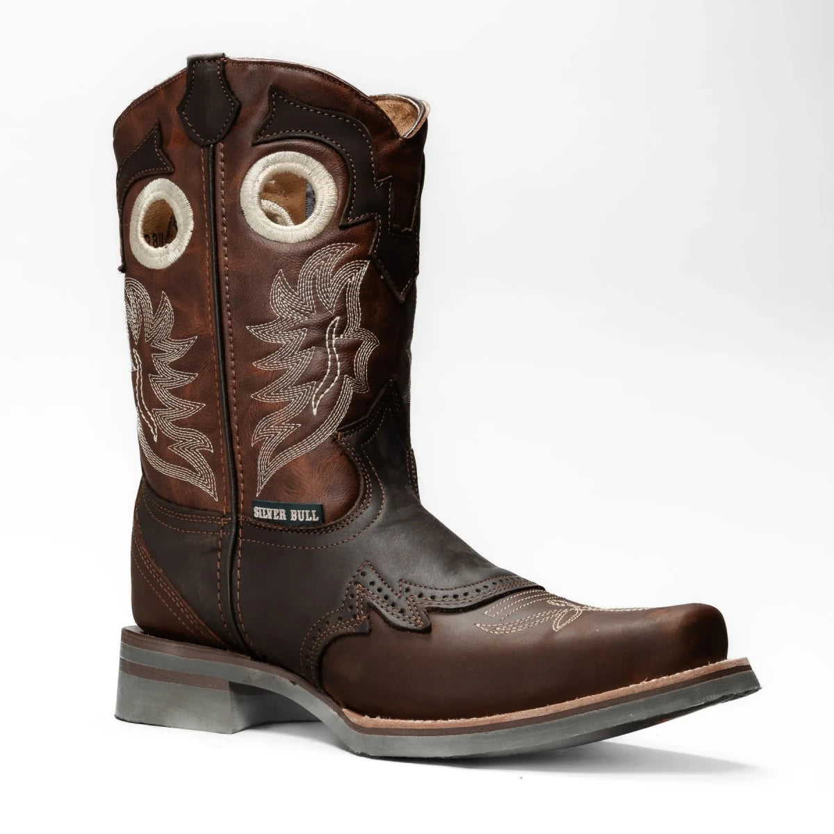 Silver Bull Leather Square Toe Work Boot–Brown - OriginalWestern.com
