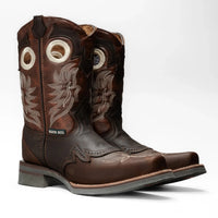 Silver Bull Leather Square Toe Work Boot–Brown - OriginalWestern.com