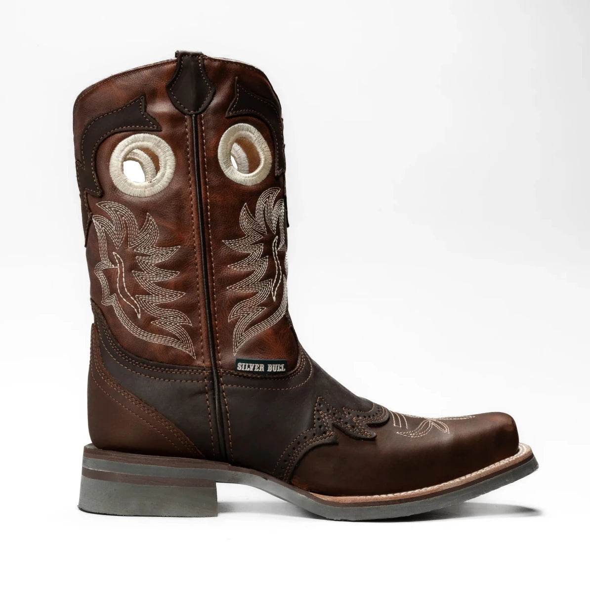 Silver Bull Leather Square Toe Work Boot–Brown - OriginalWestern.com