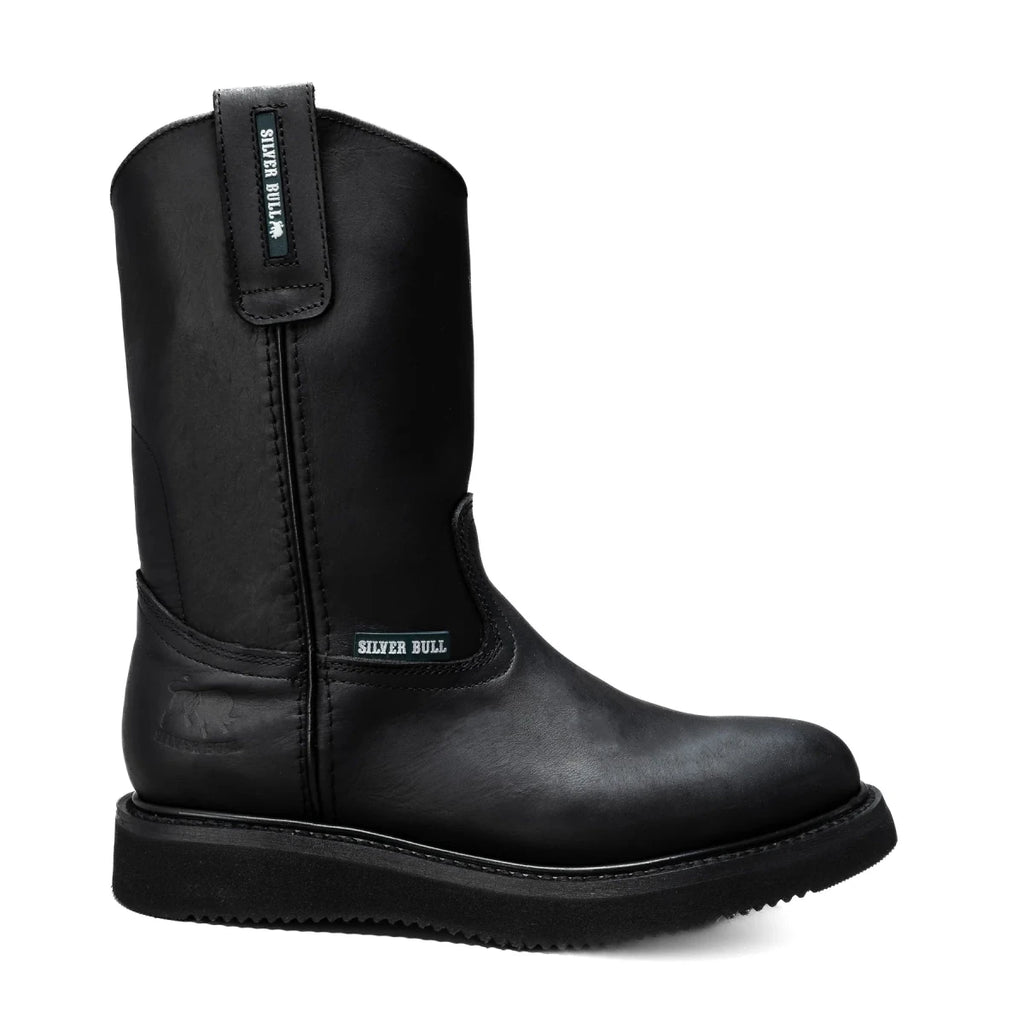 Silver Bull Leather Wellington Sole Work Boot–Black - OriginalWestern.com