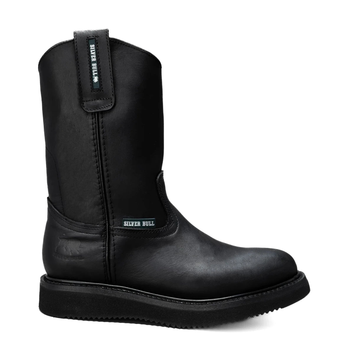 Silver Bull Leather Wellington Sole Work Boot–Black - OriginalWestern.com