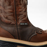 Silver Bull Western Steel Toe Leather Round Work Boot–Brown - OriginalWestern.com