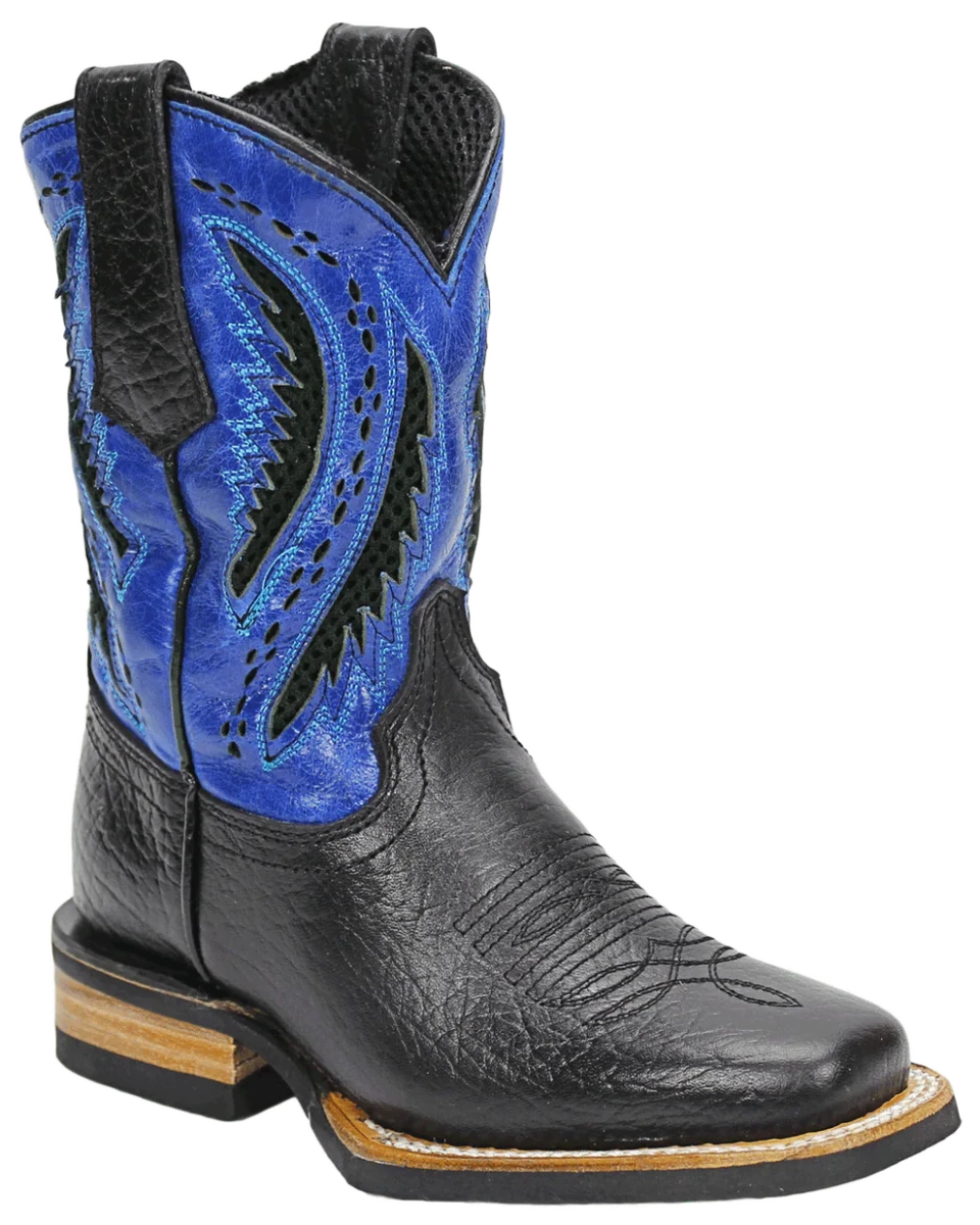 Silverton Kid's Alamo All Leather Square Toe Boots-Black - OriginalWestern.com