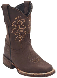 Silverton Kid's Amanda All Leather Square Toe Boots-Brown - OriginalWestern.com