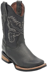 Silverton Kid's Fremont All Leather Square Toe Boots-Black - OriginalWestern.com