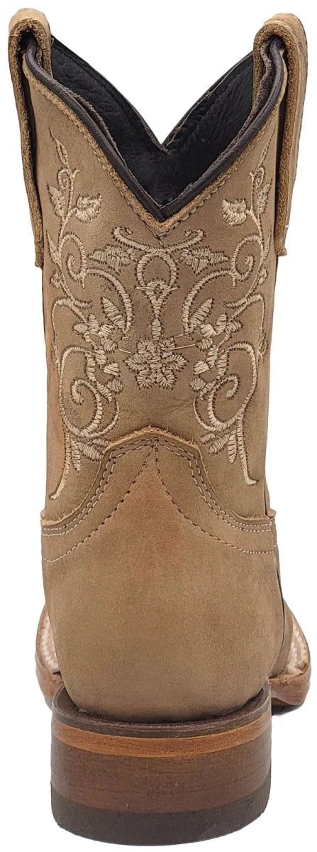 Silverton Kid's Jennifer All Leather Square Toe Boots-Beige - OriginalWestern.com