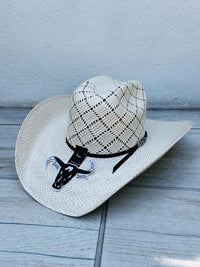 Sombrero Cuernos Chuecos 100X Oscar Diamond Style Cowboy Straw Hat - OriginalWestern.com