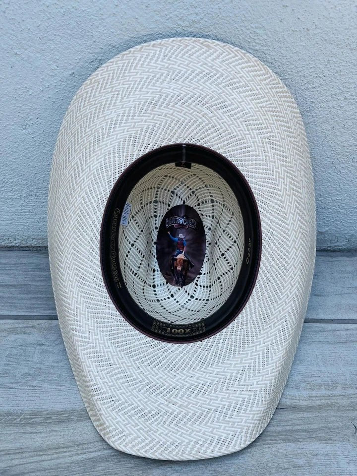 Sombrero Cuernos Chuecos 100X Oscar Diamond Style Cowboy Straw Hat - OriginalWestern.com