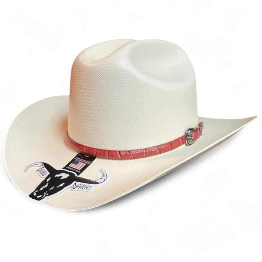 Cuernos Chuecos 150X Sinaloa Style Western Cowboy Shantung Straw Hat - Brim 4"