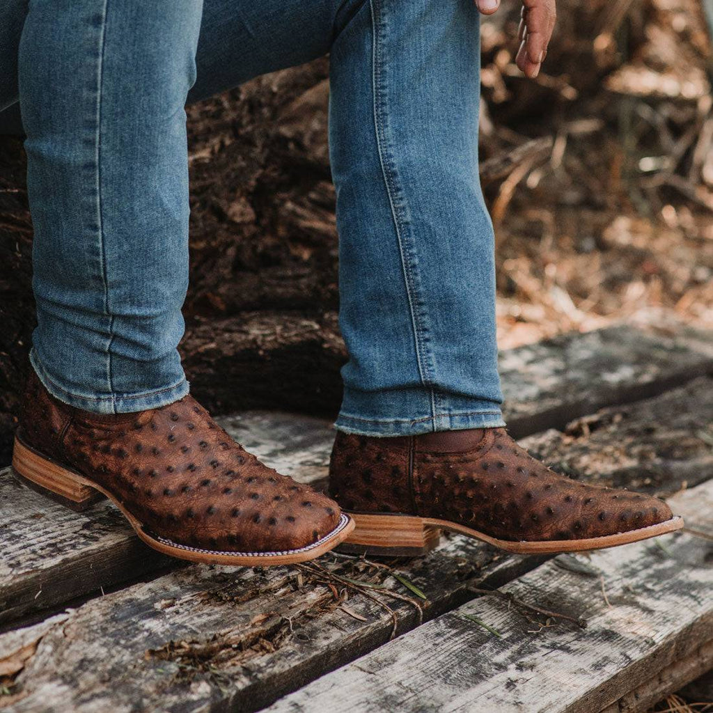 Soto Boots Mens Out of the Wild Cognac Ostrich Print Boots H50031 - OriginalWestern.com