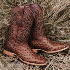 Soto Boots Mens Out of the Wild Cognac Ostrich Print Boots H50031 - OriginalWestern.com