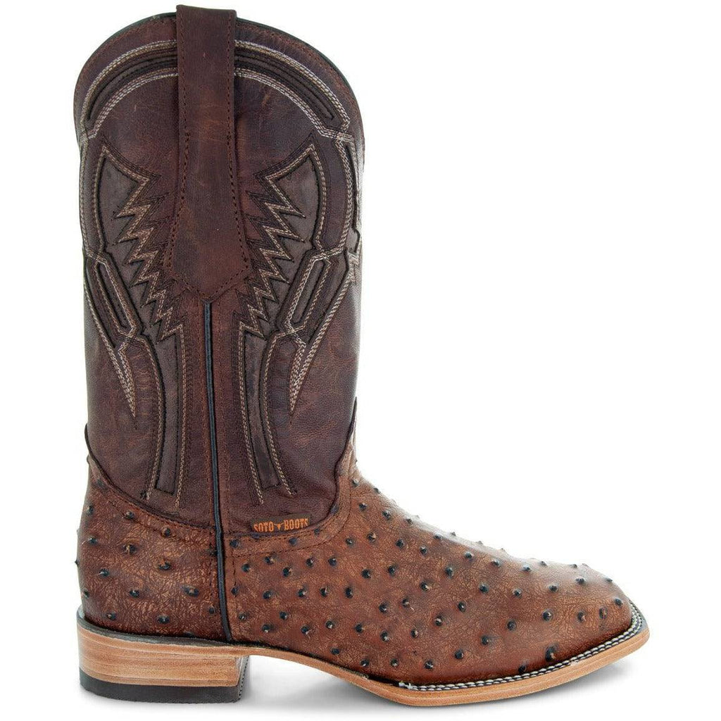 Soto Boots Mens Out of the Wild Cognac Ostrich Print Boots H50031 - OriginalWestern.com