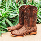 Soto Boots Mens Out of the Wild Cognac Ostrich Print Boots H50031 - OriginalWestern.com