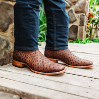 Soto Boots Mens Out of the Wild Cognac Ostrich Print Boots H50031 - OriginalWestern.com