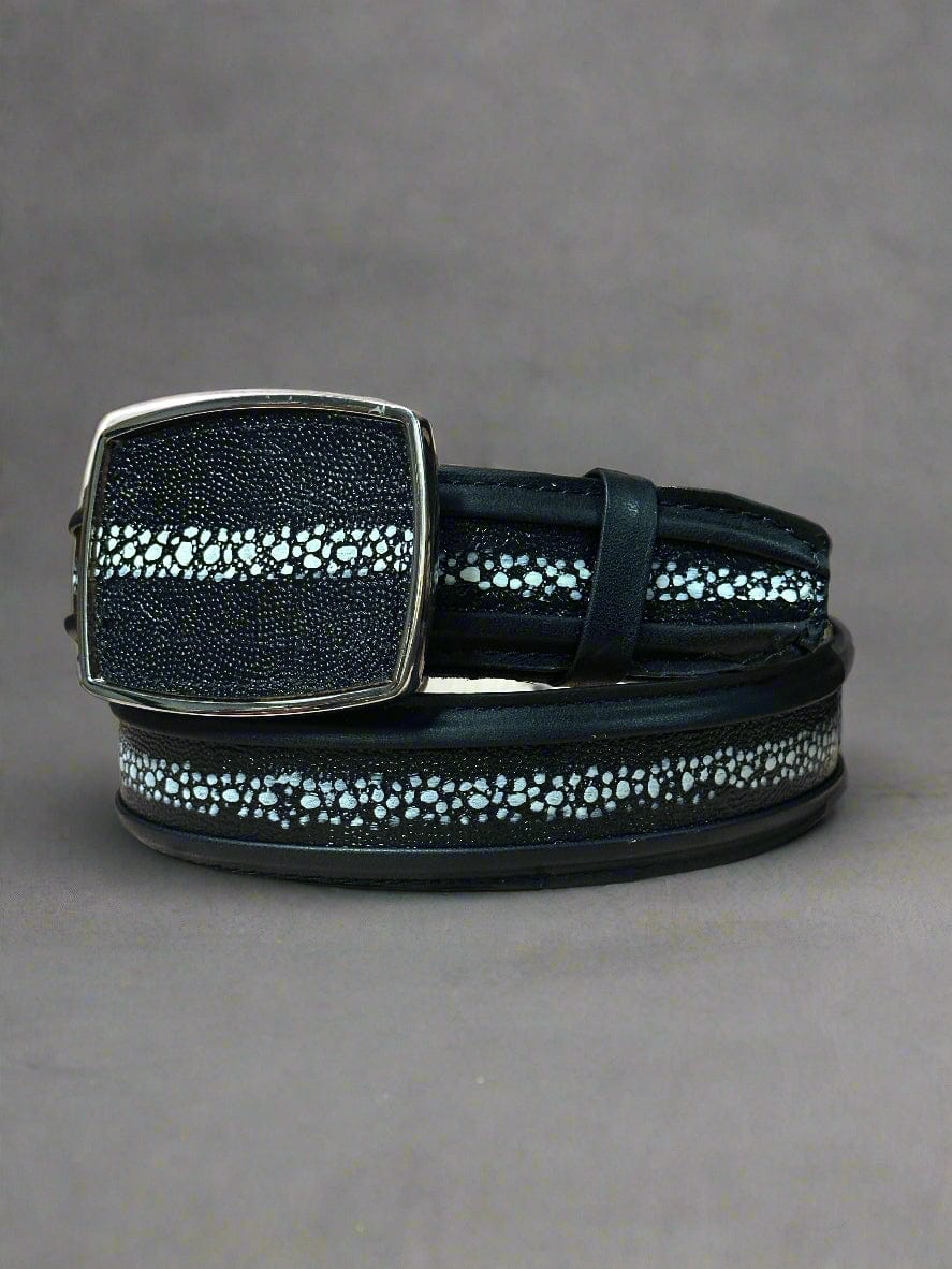 Stingray Mantarraya Print Western Belt with Removable Buckle - Black - OriginalWestern.com