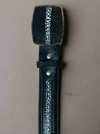 Stingray Mantarraya Print Western Belt with Removable Buckle - Black - OriginalWestern.com
